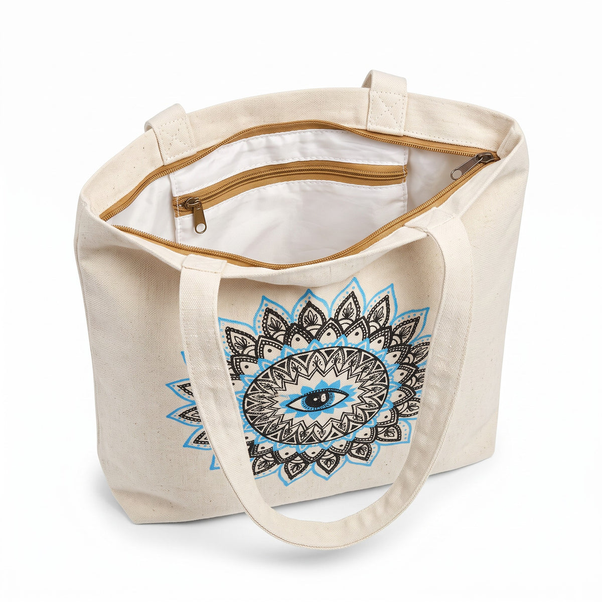 The Himal Hemp Tote, Blue Mandala print