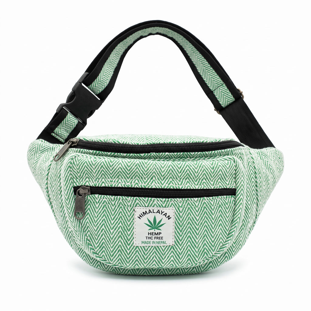 The Himal Green Herringbone Belt Bag