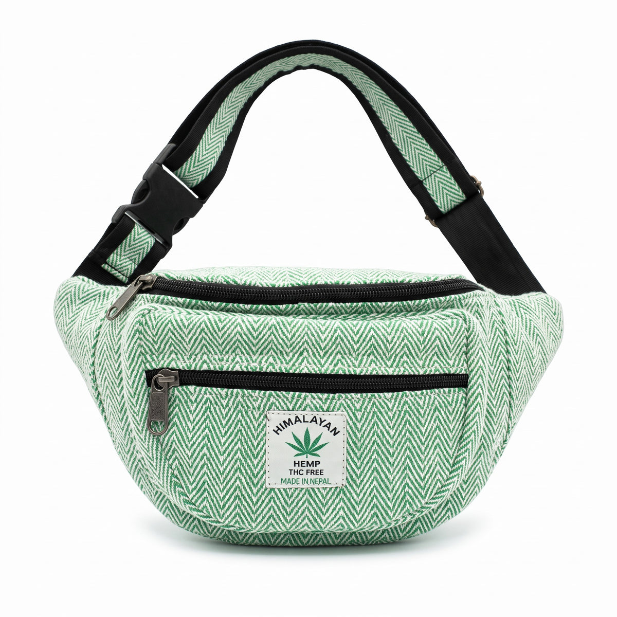 The Himal Green Herringbone Belt Bag