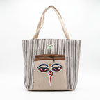 The Himal Buddha Eyes Stripe Tote, front