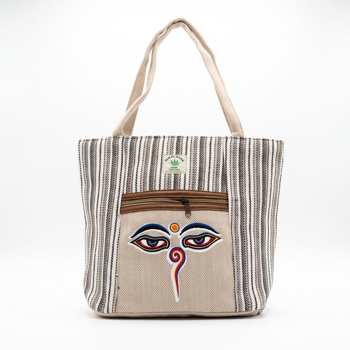 The Himal Buddha Eyes Stripe Tote, front