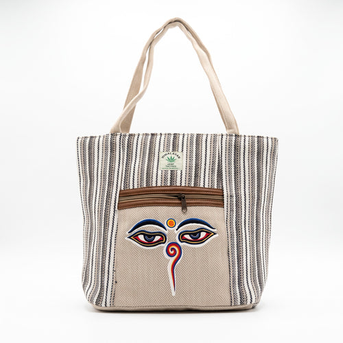The Himal Buddha Eyes Stripe Tote, front