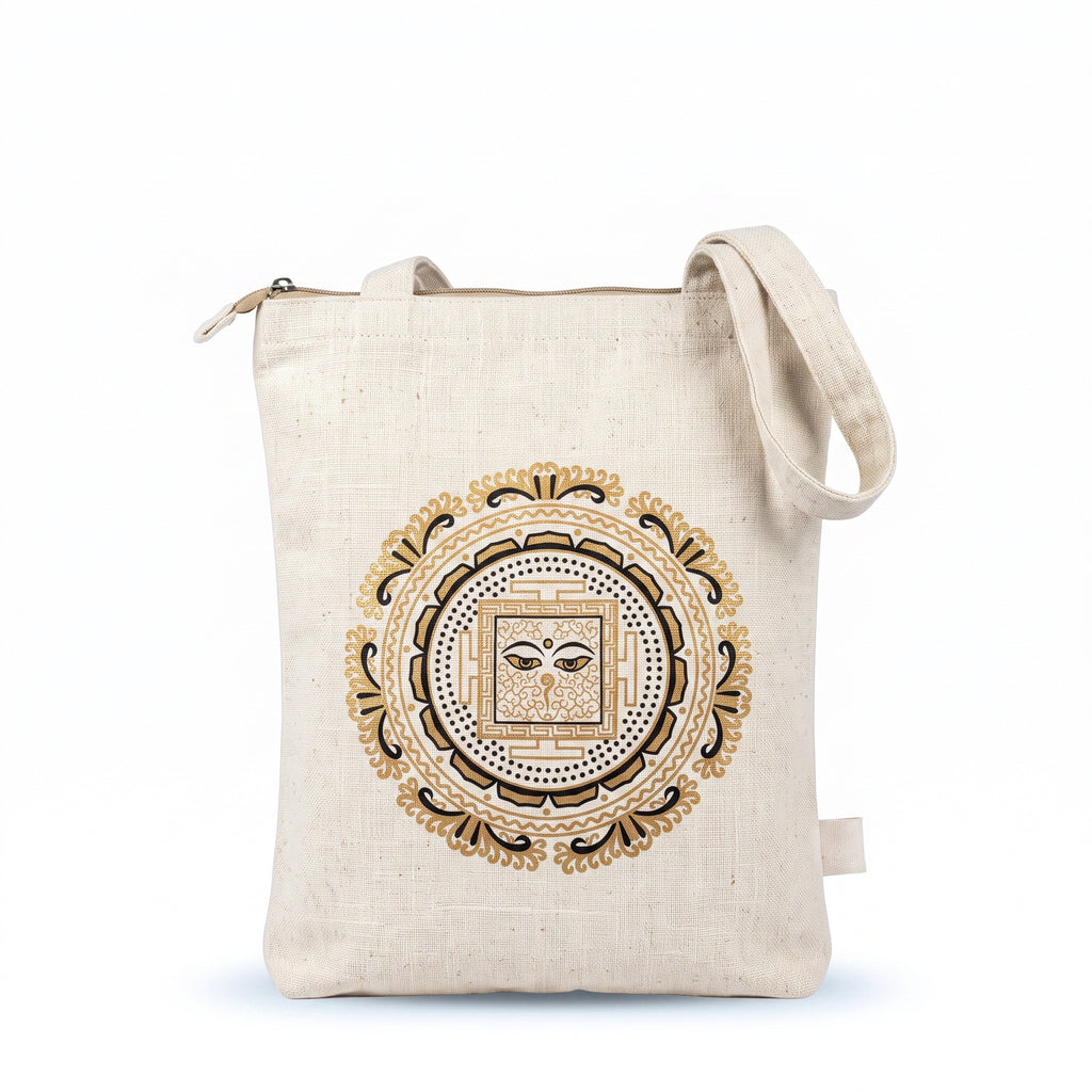 The Himal Hemp Tote, Golden Mandala print